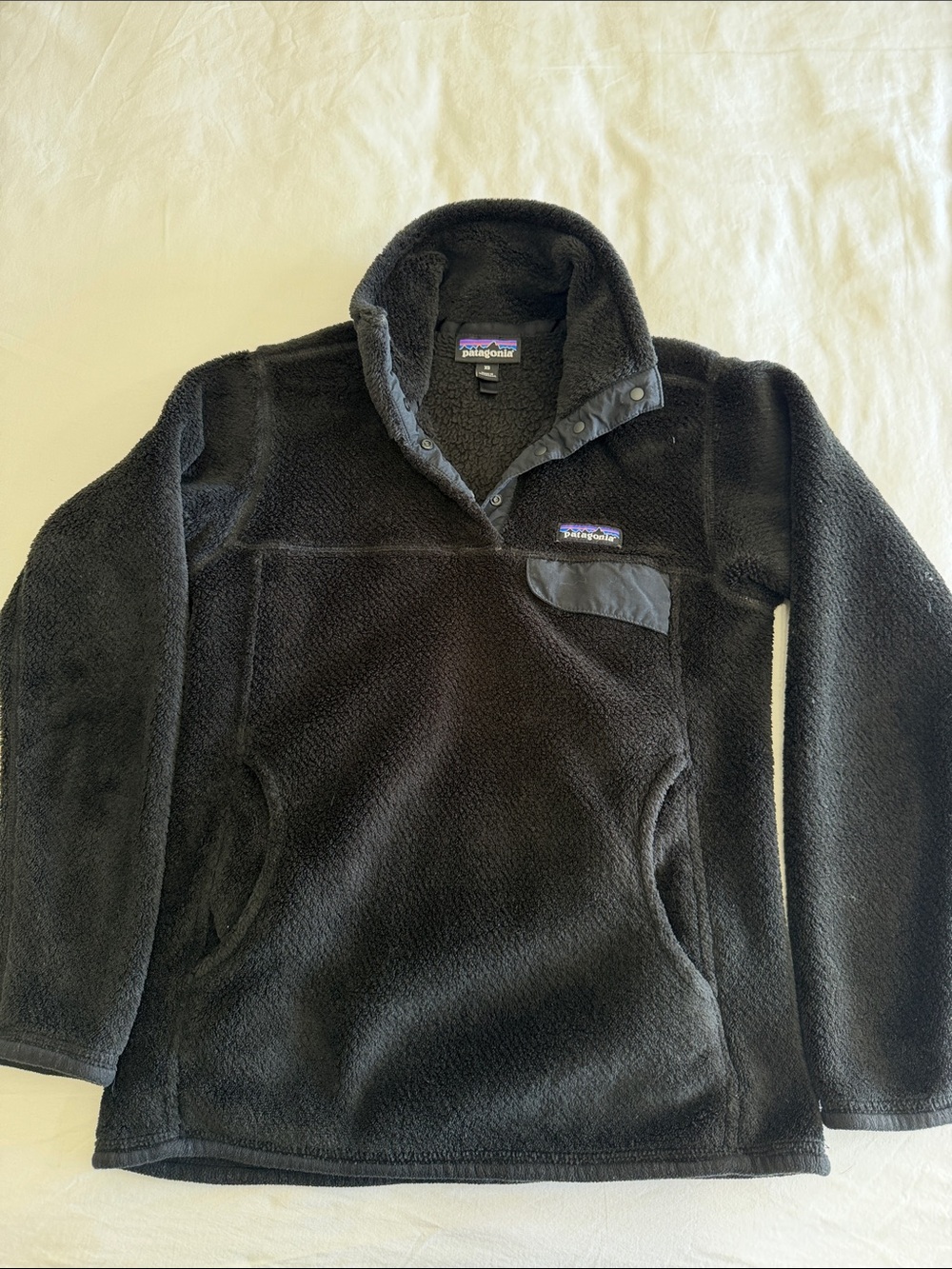 Patagonia Re-Tool Snap-T Pullover Black Deep Pile Fleece Polartec Womens  XS